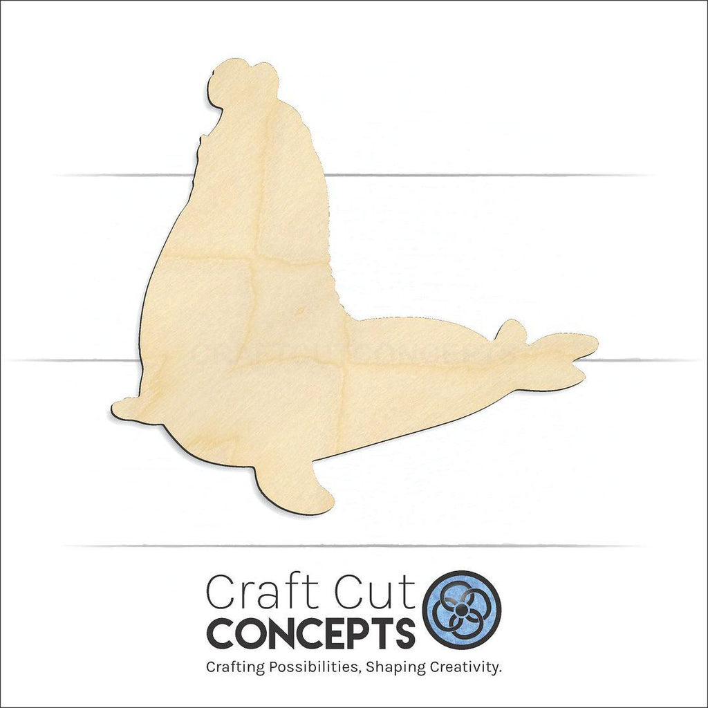 Craft Cut Concepts Logo under a wood Elephant Seal craft shape and blank