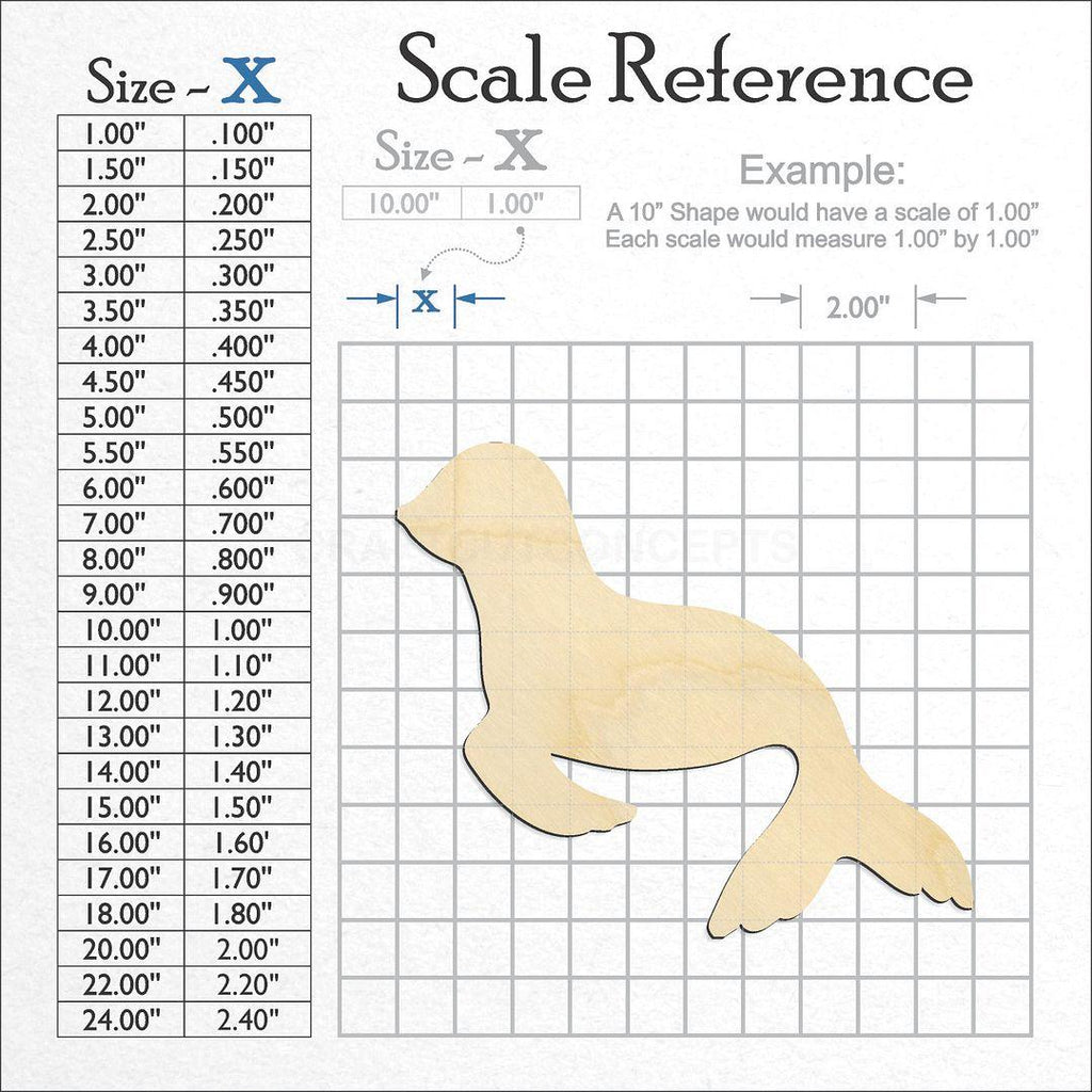 A scale and graph image showing a wood Seal 1 craft blank