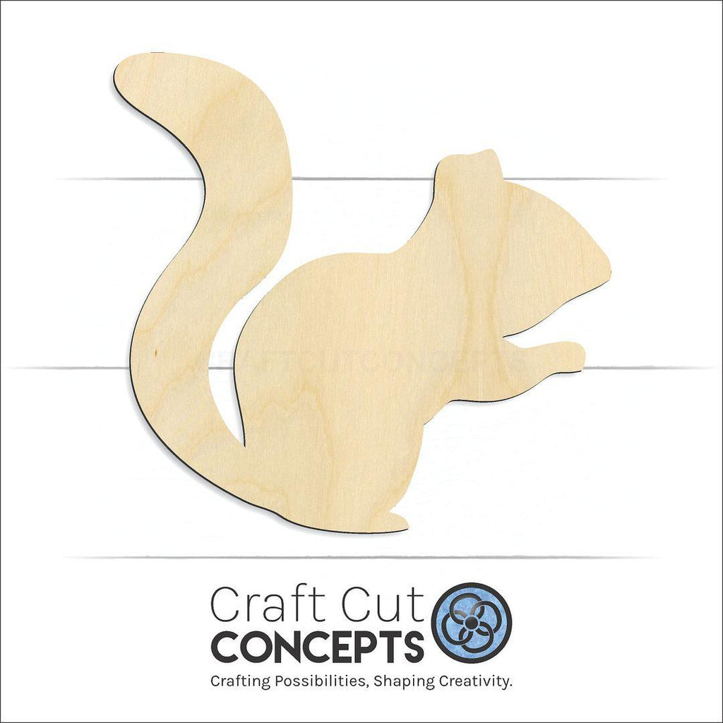 Craft Cut Concepts Logo under a wood Squirrel craft shape and blank