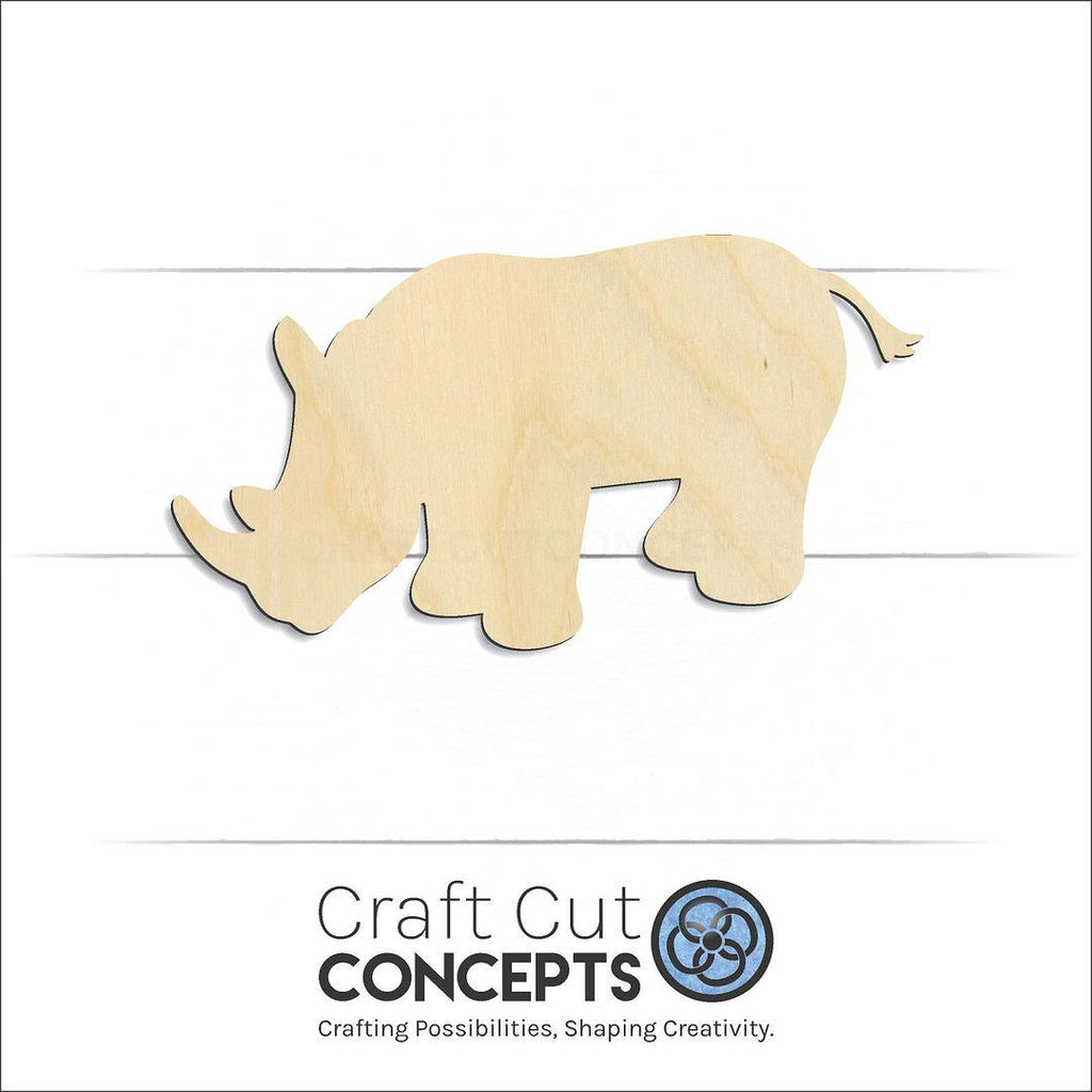 Craft Cut Concepts Logo under a wood Rhino craft shape and blank