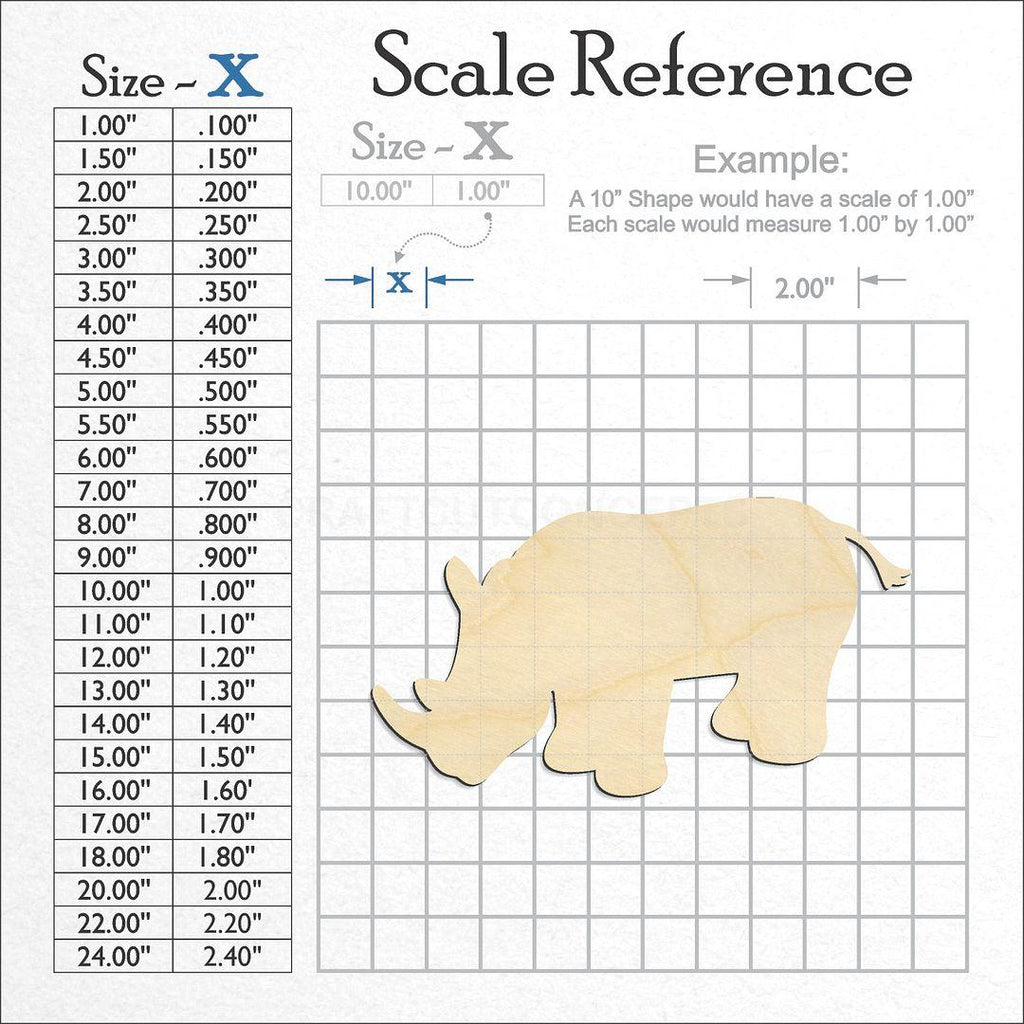 A scale and graph image showing a wood Rhino craft blank