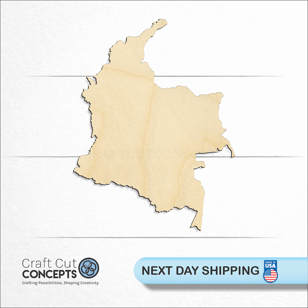 Craft Cut Concepts logo and next day shipping banner with an unfinished wood Territory - Columbia craft shape and blank