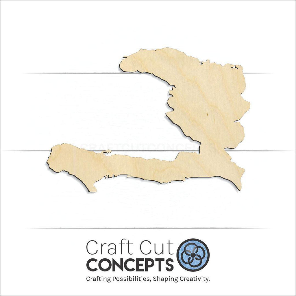 Craft Cut Concepts Logo under a wood Haiti craft shape and blank