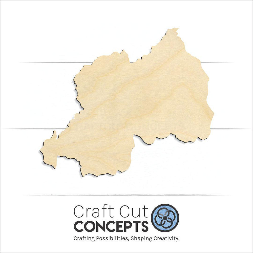 Craft Cut Concepts Logo under a wood Rwanda craft shape and blank