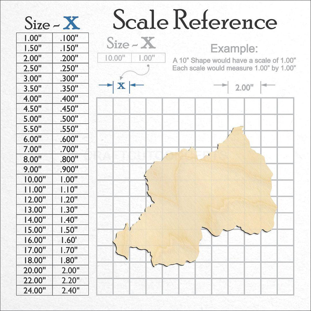 A scale and graph image showing a wood Rwanda craft blank