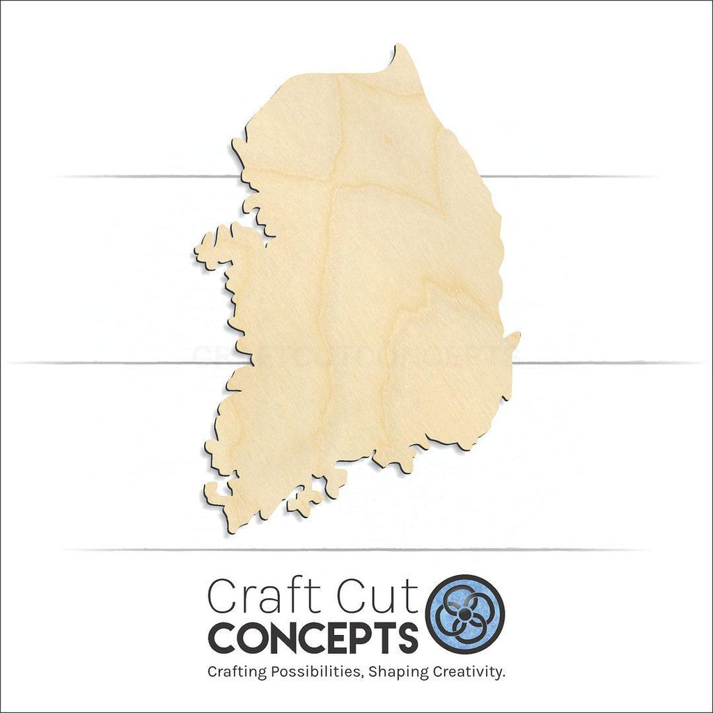 Craft Cut Concepts Logo under a wood South Korea craft shape and blank