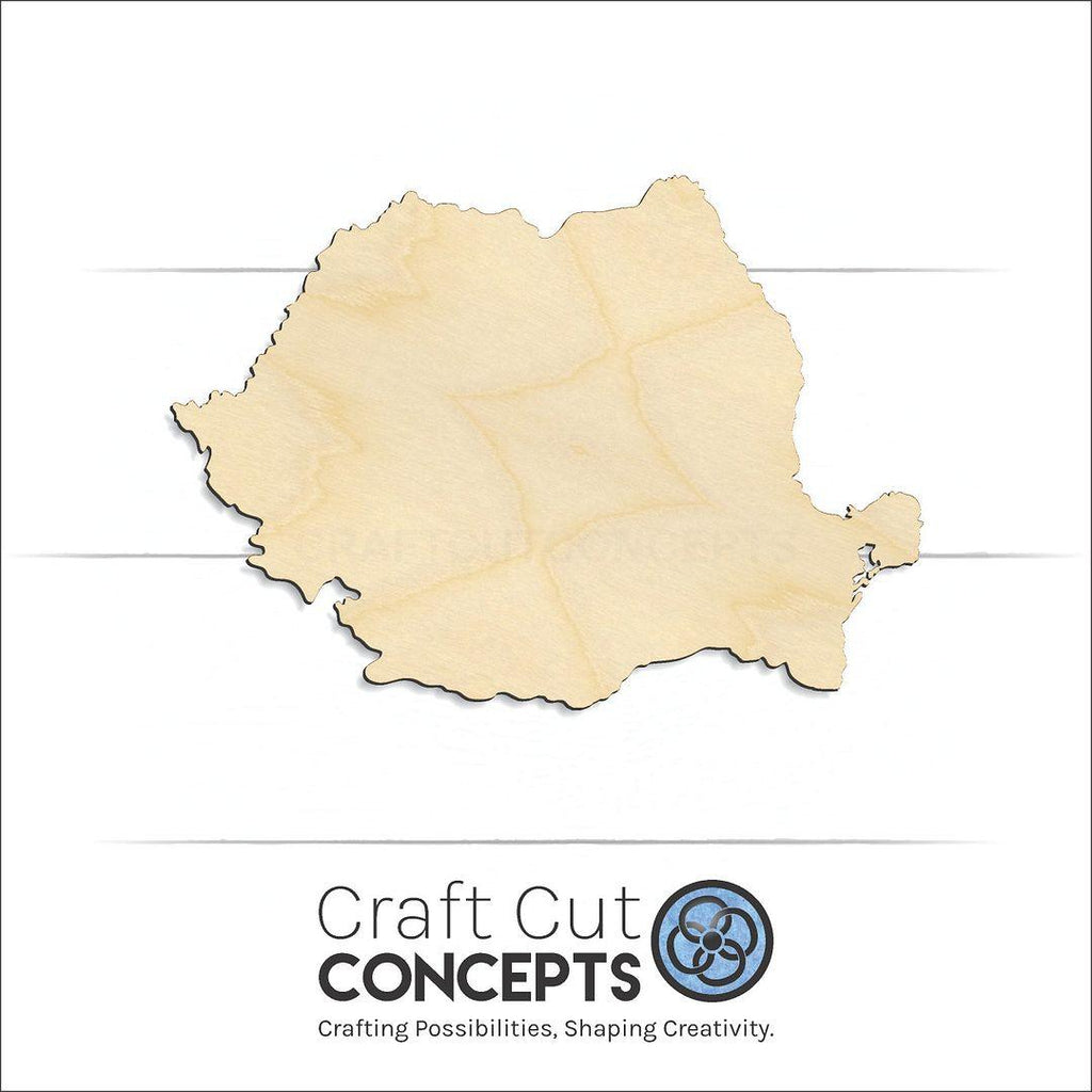 Craft Cut Concepts Logo under a wood Romania craft shape and blank