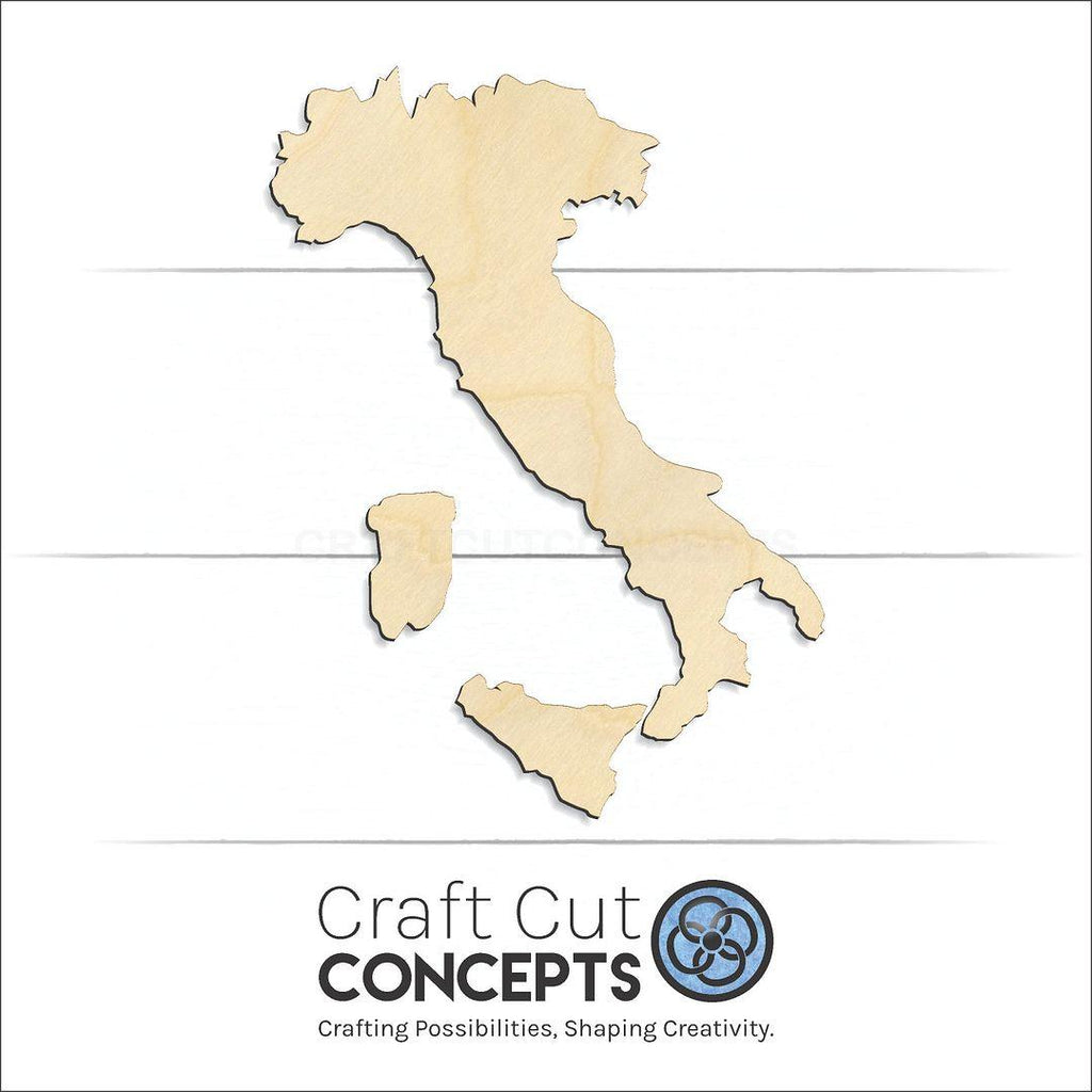 Craft Cut Concepts Logo under a wood Italy craft shape and blank