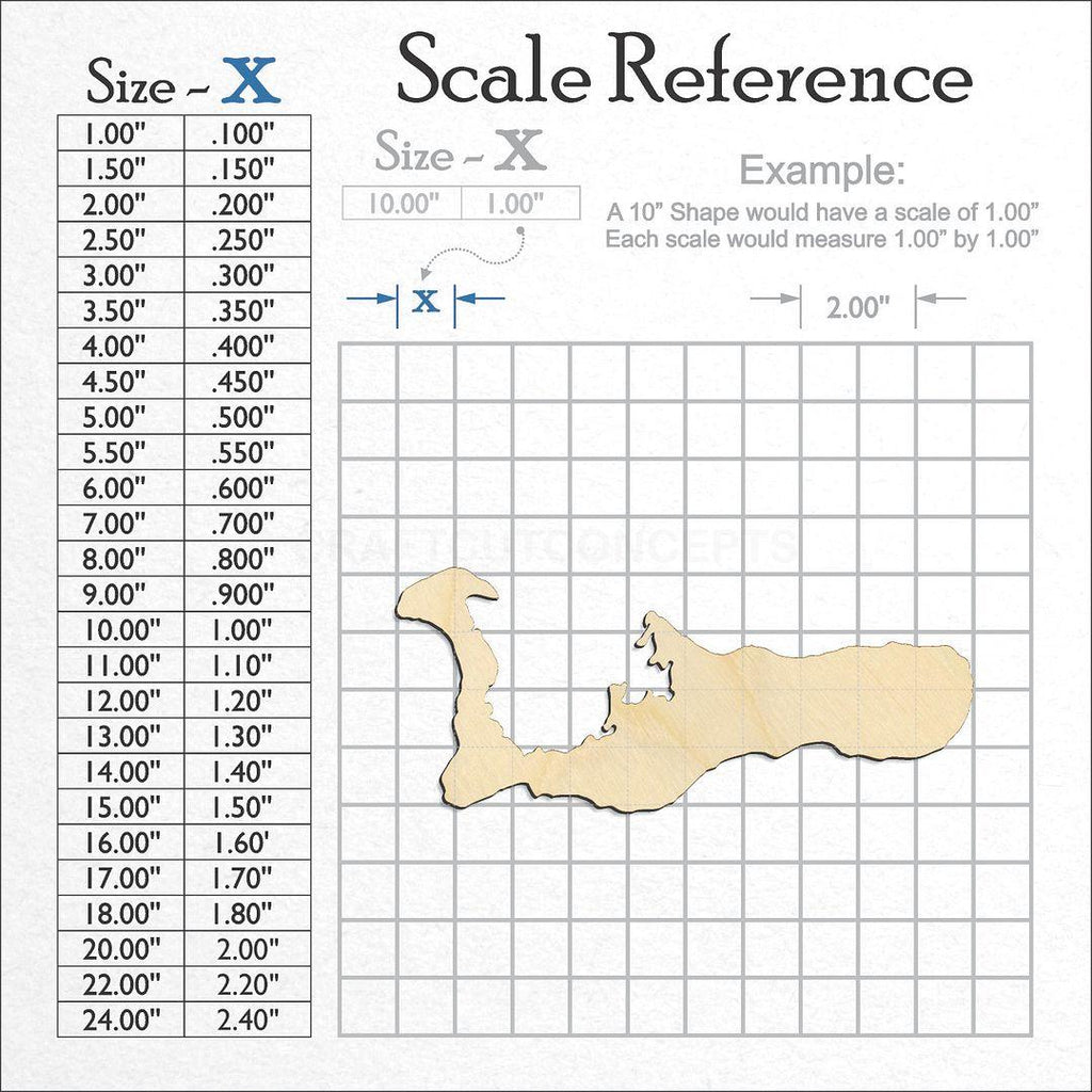 A scale and graph image showing a wood Grand Cayman Island craft blank