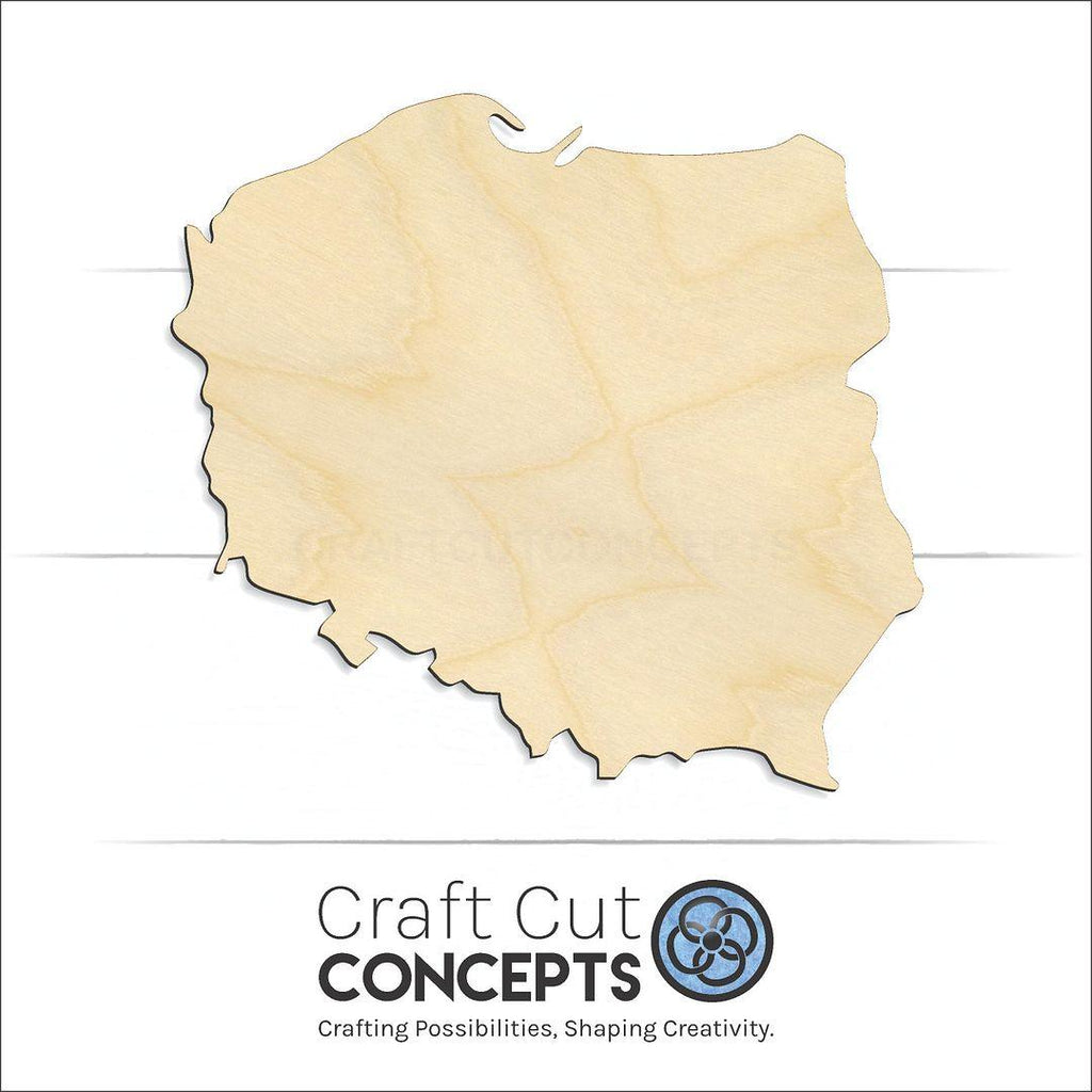 Craft Cut Concepts Logo under a wood Poland craft shape and blank