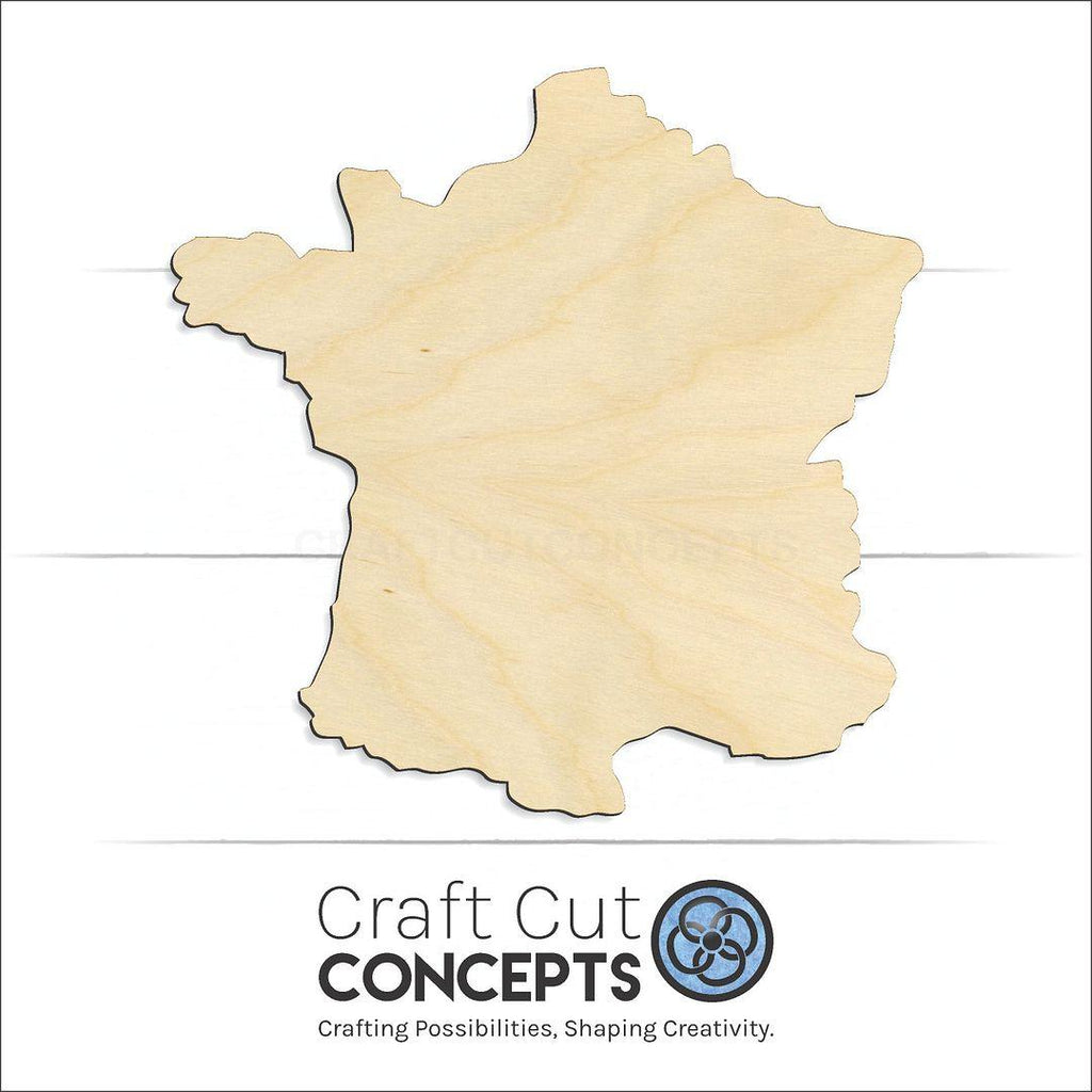 Craft Cut Concepts Logo under a wood France craft shape and blank