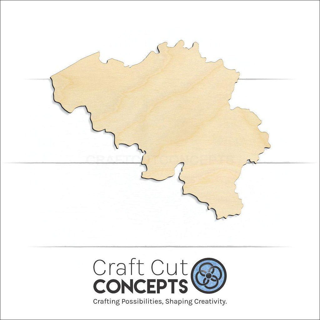 Craft Cut Concepts Logo under a wood Belgium craft shape and blank