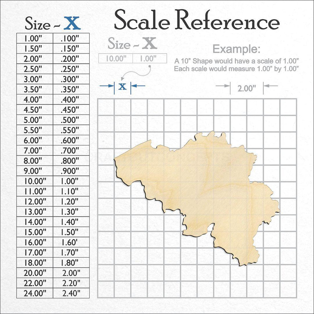 A scale and graph image showing a wood Belgium craft blank