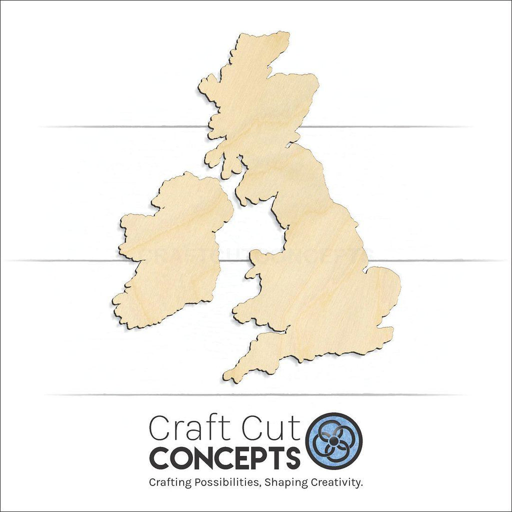 Craft Cut Concepts Logo under a wood New England craft shape and blank