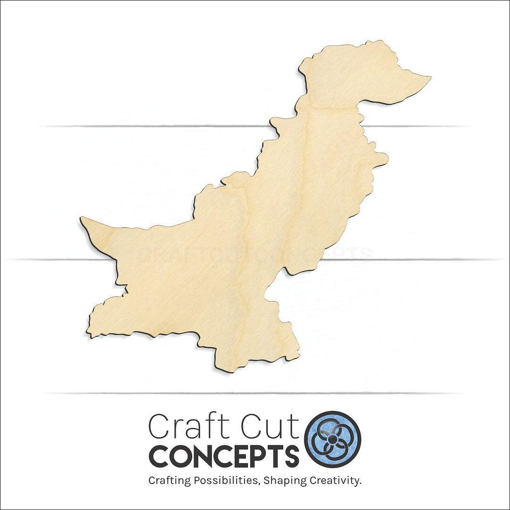 Craft Cut Concepts Logo under a wood Pakistan craft shape and blank