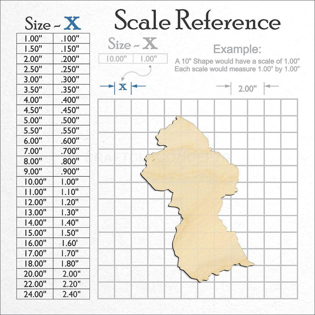 A scale and graph image showing a wood Guyana craft blank