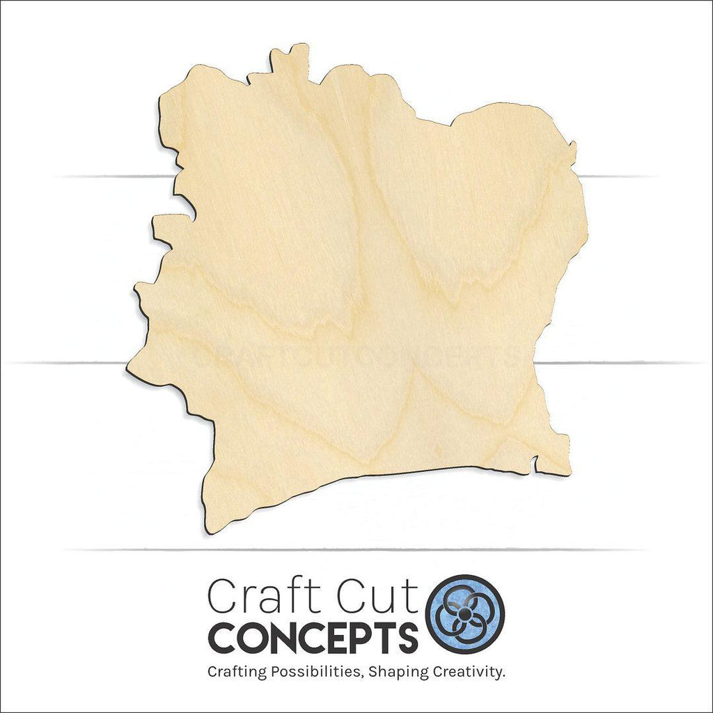 Craft Cut Concepts Logo under a wood Côte d'Ivoire craft shape and blank