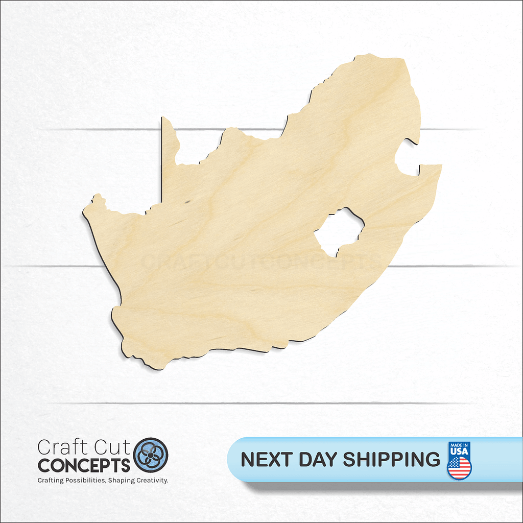 Craft Cut Concepts logo and next day shipping banner with an unfinished wood South Africa craft shape and blank