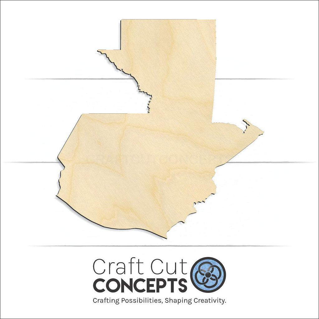 Craft Cut Concepts Logo under a wood Guatemala craft shape and blank