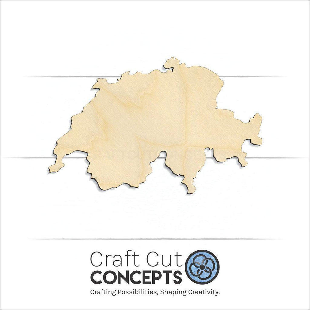 Craft Cut Concepts Logo under a wood Switzerland craft shape and blank