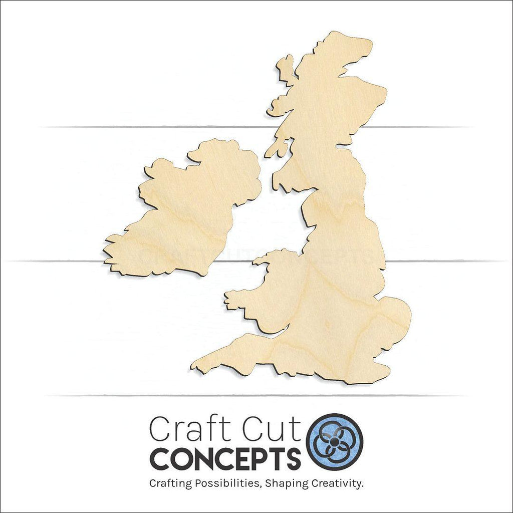 Craft Cut Concepts Logo under a wood Great Britain craft shape and blank