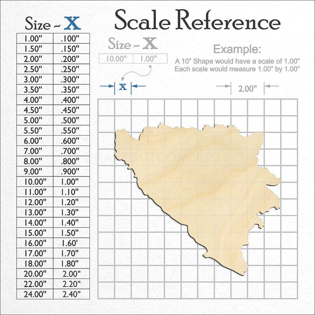 A scale and graph image showing a wood Bosnia craft blank