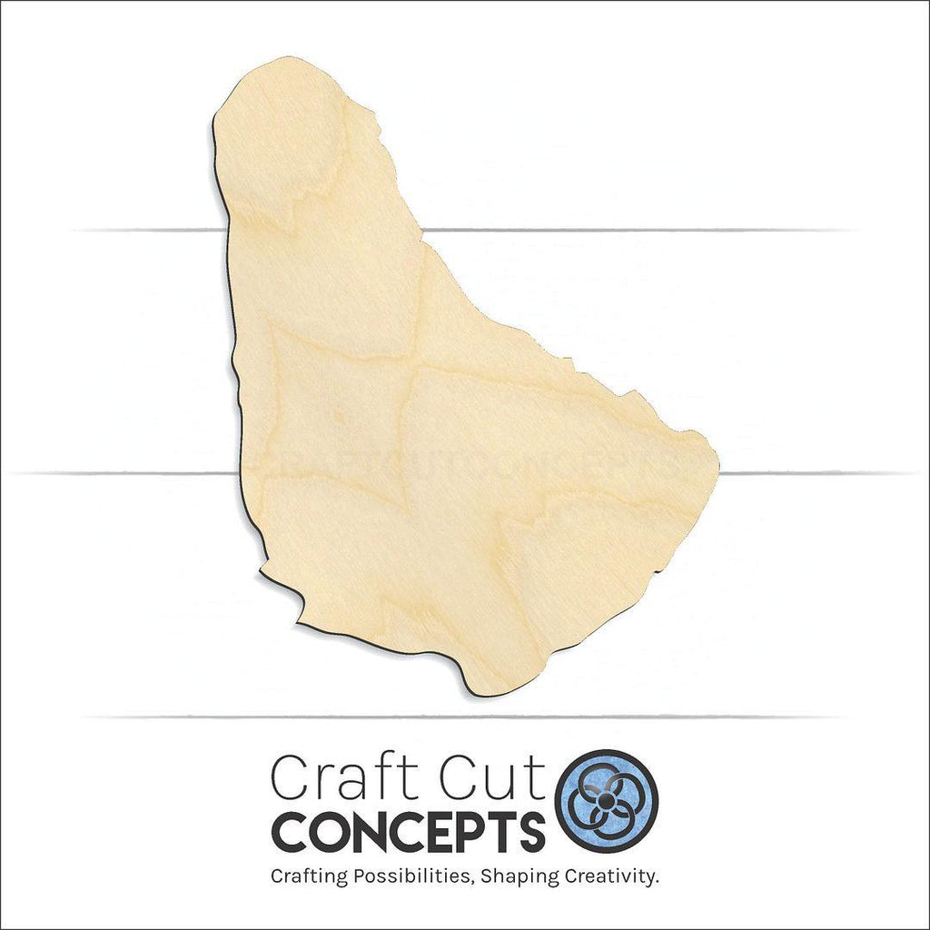 Craft Cut Concepts Logo under a wood Barbados craft shape and blank