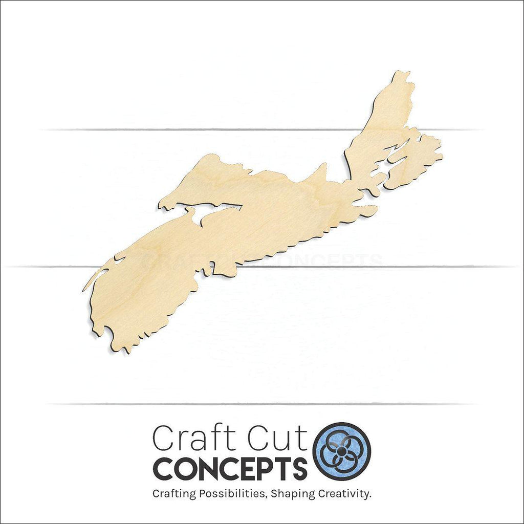 Craft Cut Concepts Logo under a wood Canada-Nova Scotia craft shape and blank