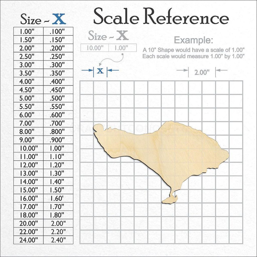 A scale and graph image showing a wood Bali craft blank