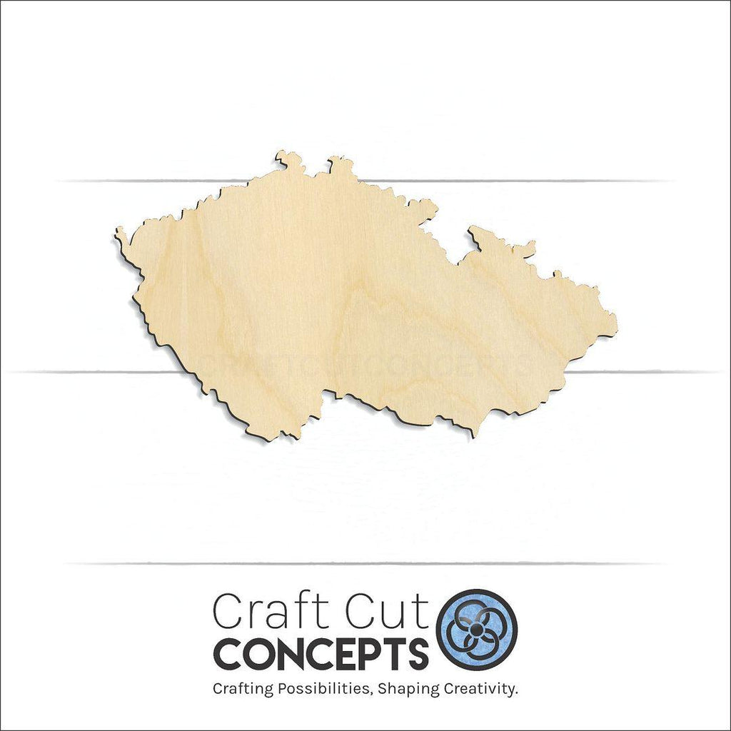 Craft Cut Concepts Logo under a wood Czech Republic craft shape and blank