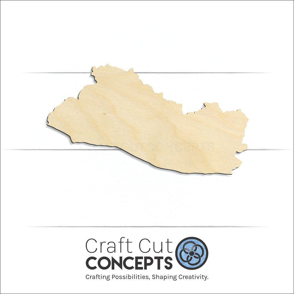 Craft Cut Concepts Logo under a wood El Salvador craft shape and blank