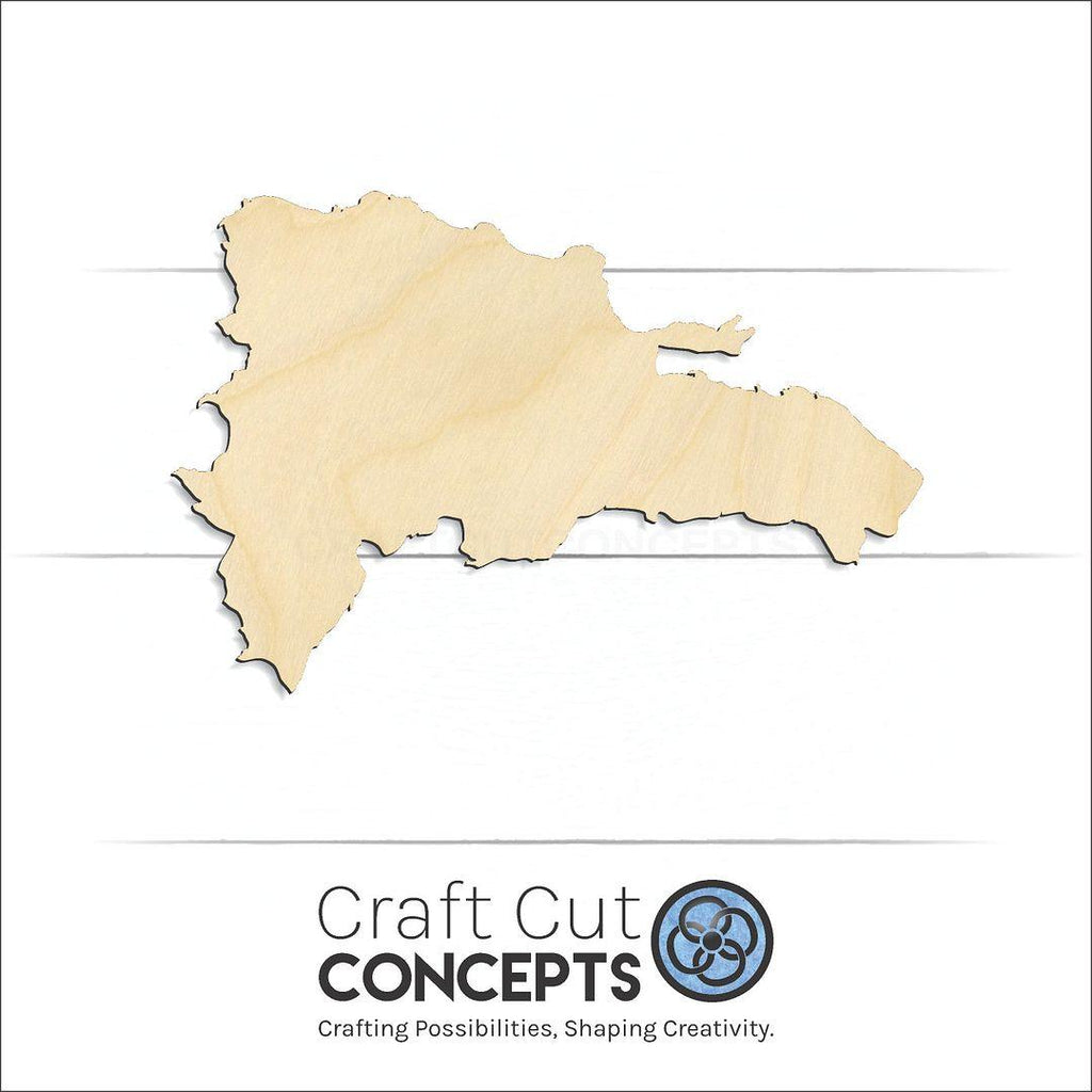 Craft Cut Concepts Logo under a wood Dominican Republic craft shape and blank