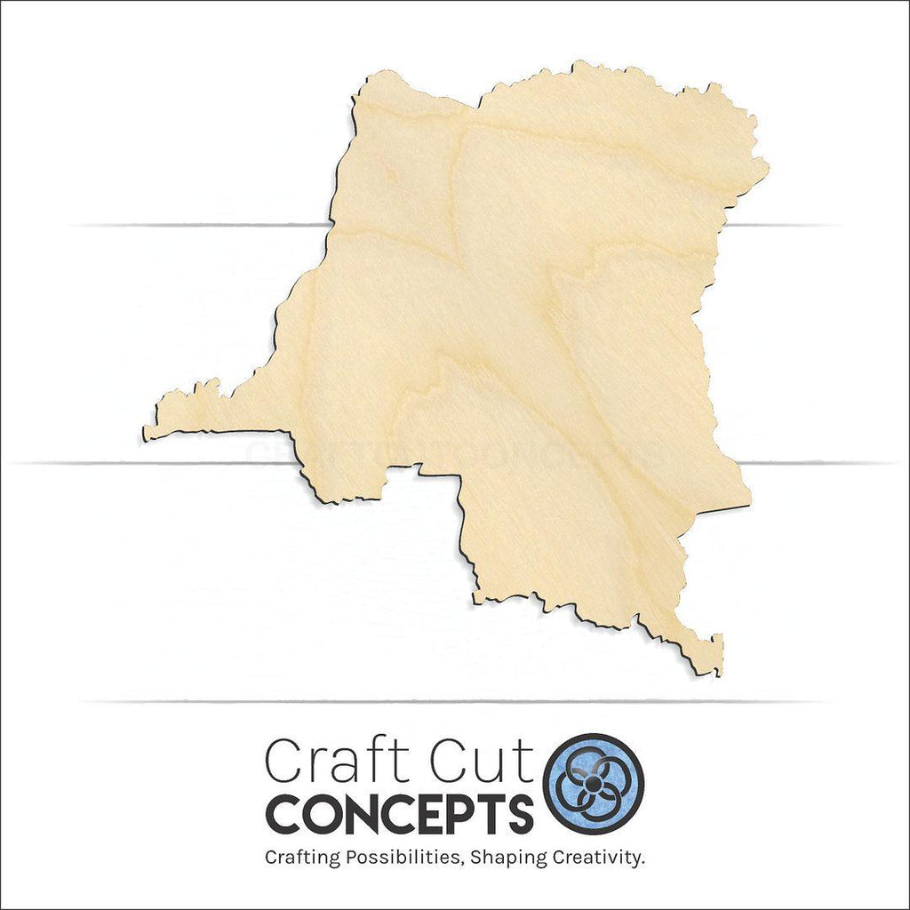 Craft Cut Concepts Logo under a wood Congo craft shape and blank