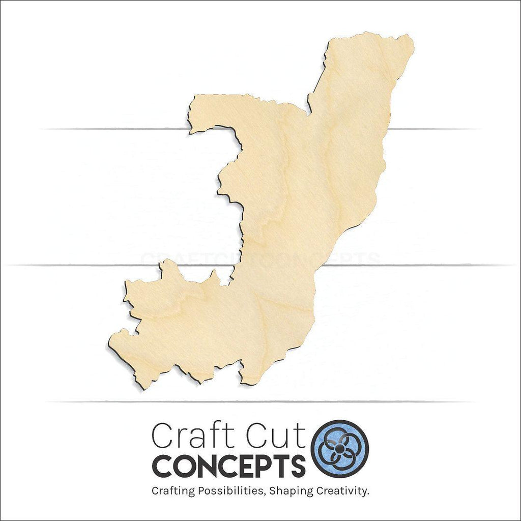 Craft Cut Concepts Logo under a wood Republic of Congo craft shape and blank