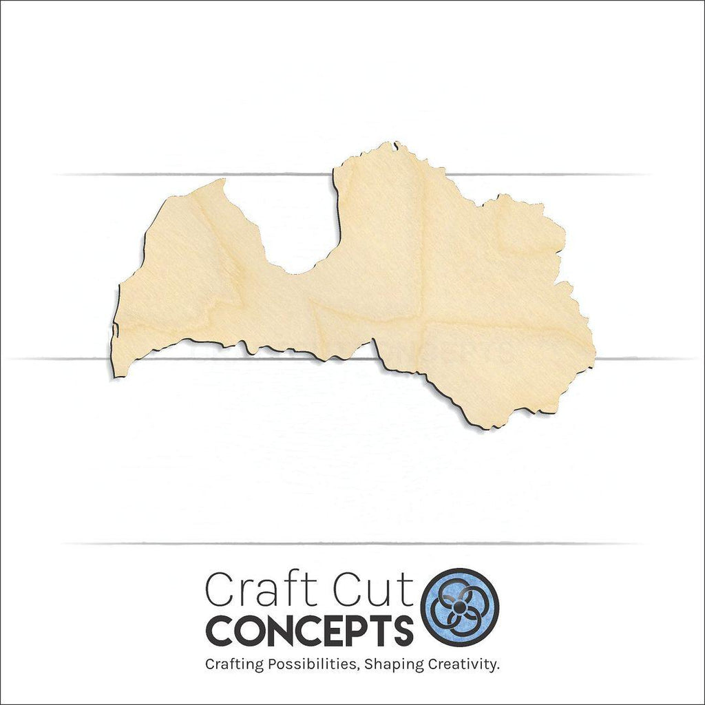 Craft Cut Concepts Logo under a wood Latvia craft shape and blank