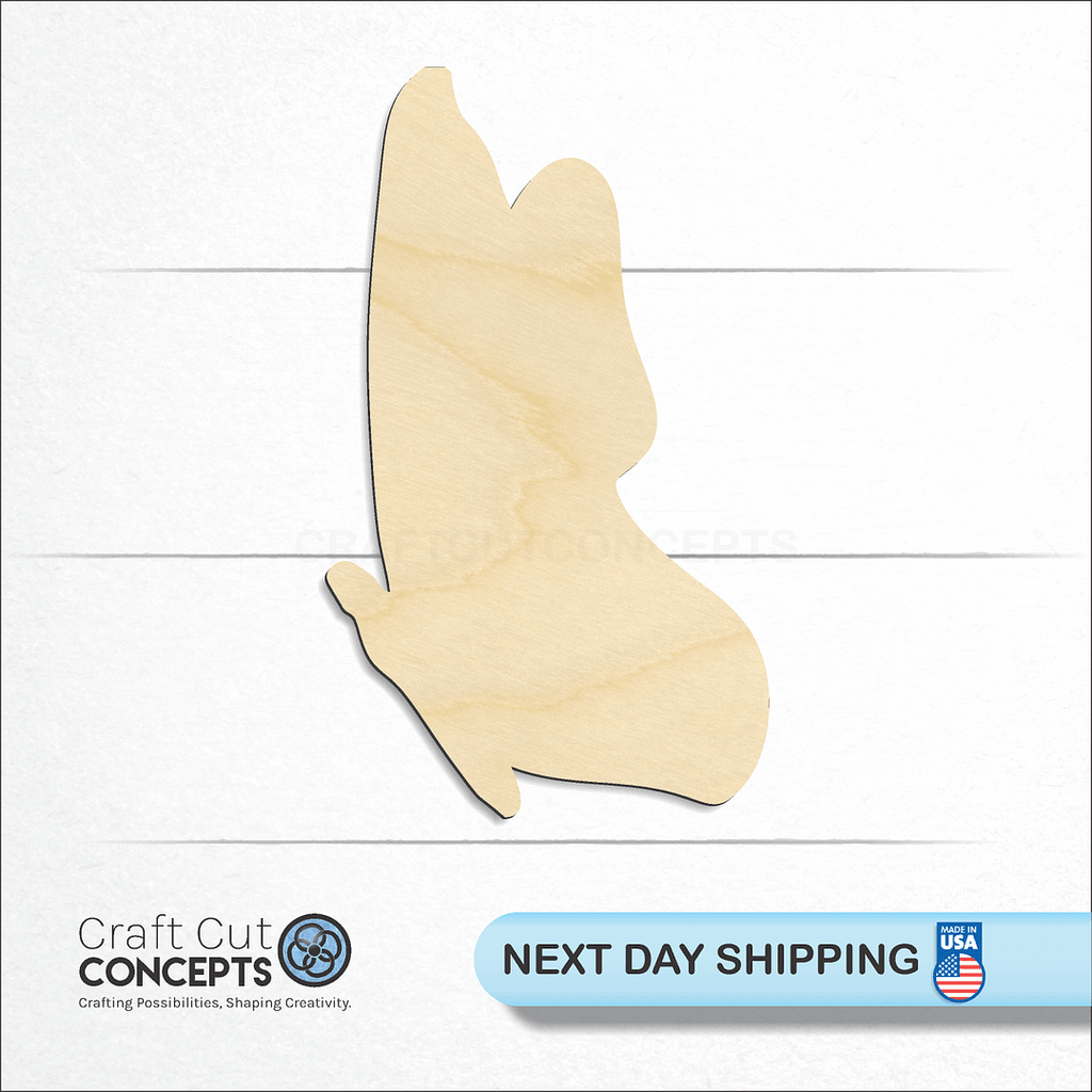 Craft Cut Concepts logo and next day shipping banner with an unfinished wood Butterfly -4 craft shape and blank