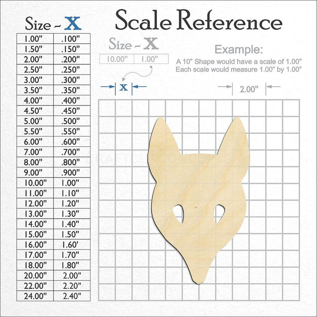 A scale and graph image showing a wood Fox craft blank