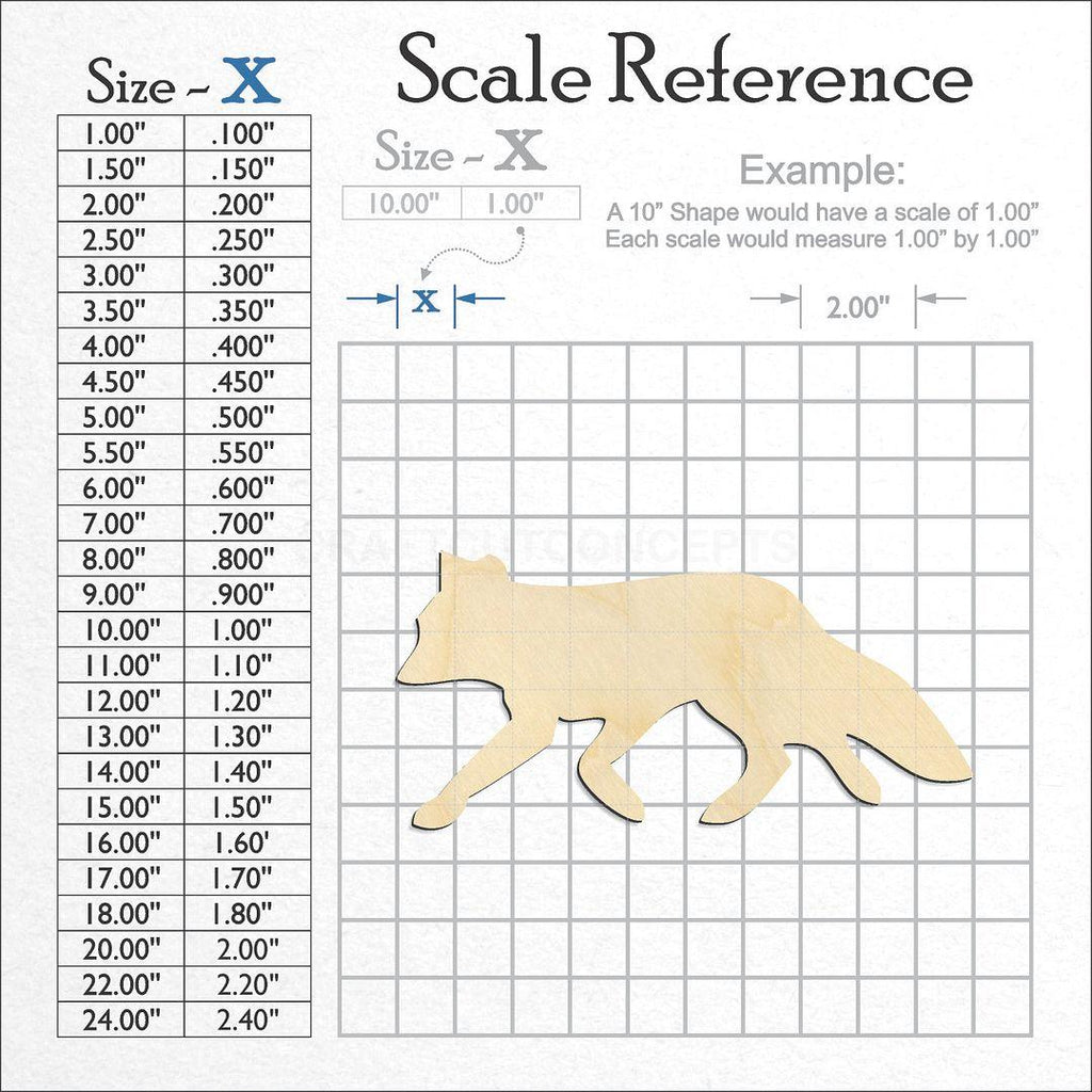 A scale and graph image showing a wood Fox craft blank