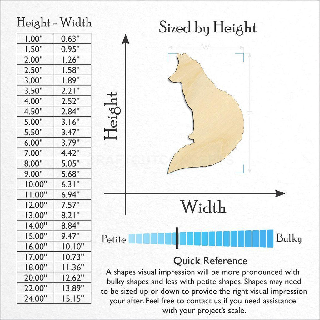 Sizes available for a laser cut Fox craft blank