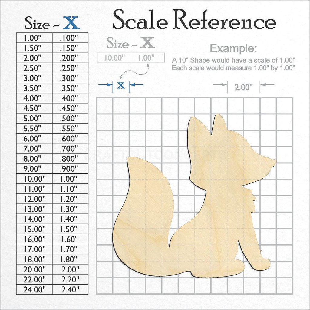 A scale and graph image showing a wood Fox craft blank