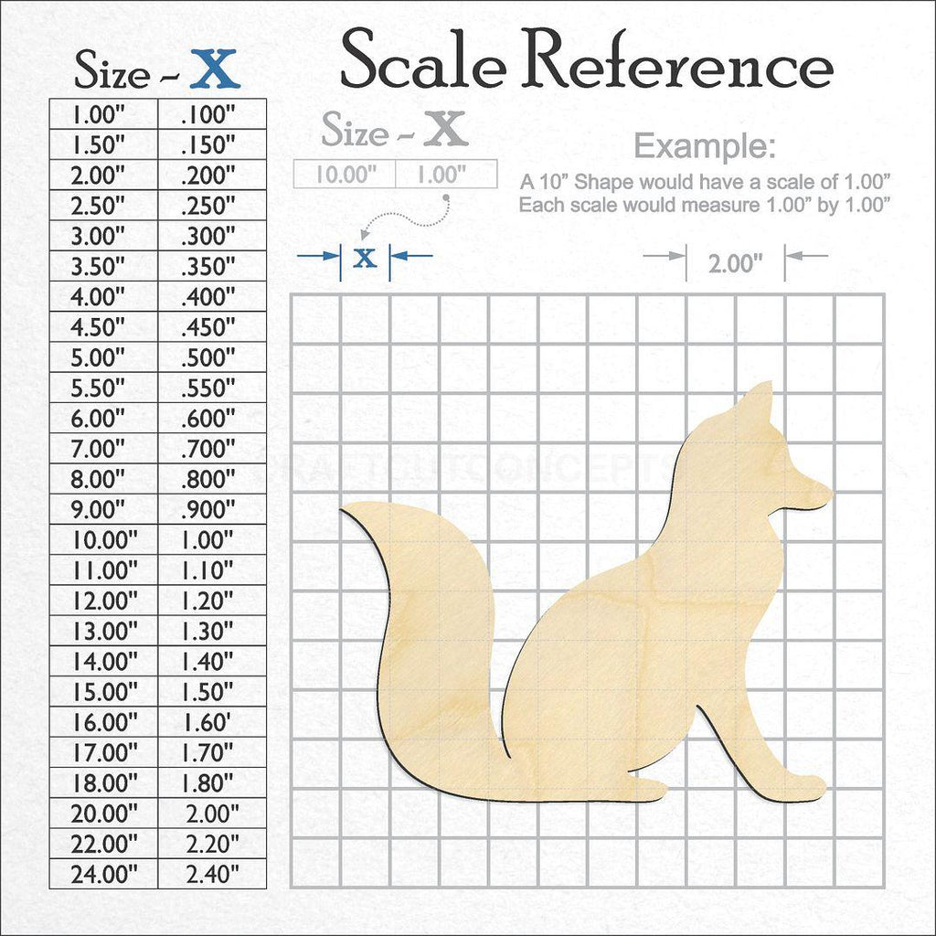 A scale and graph image showing a wood Fox craft blank