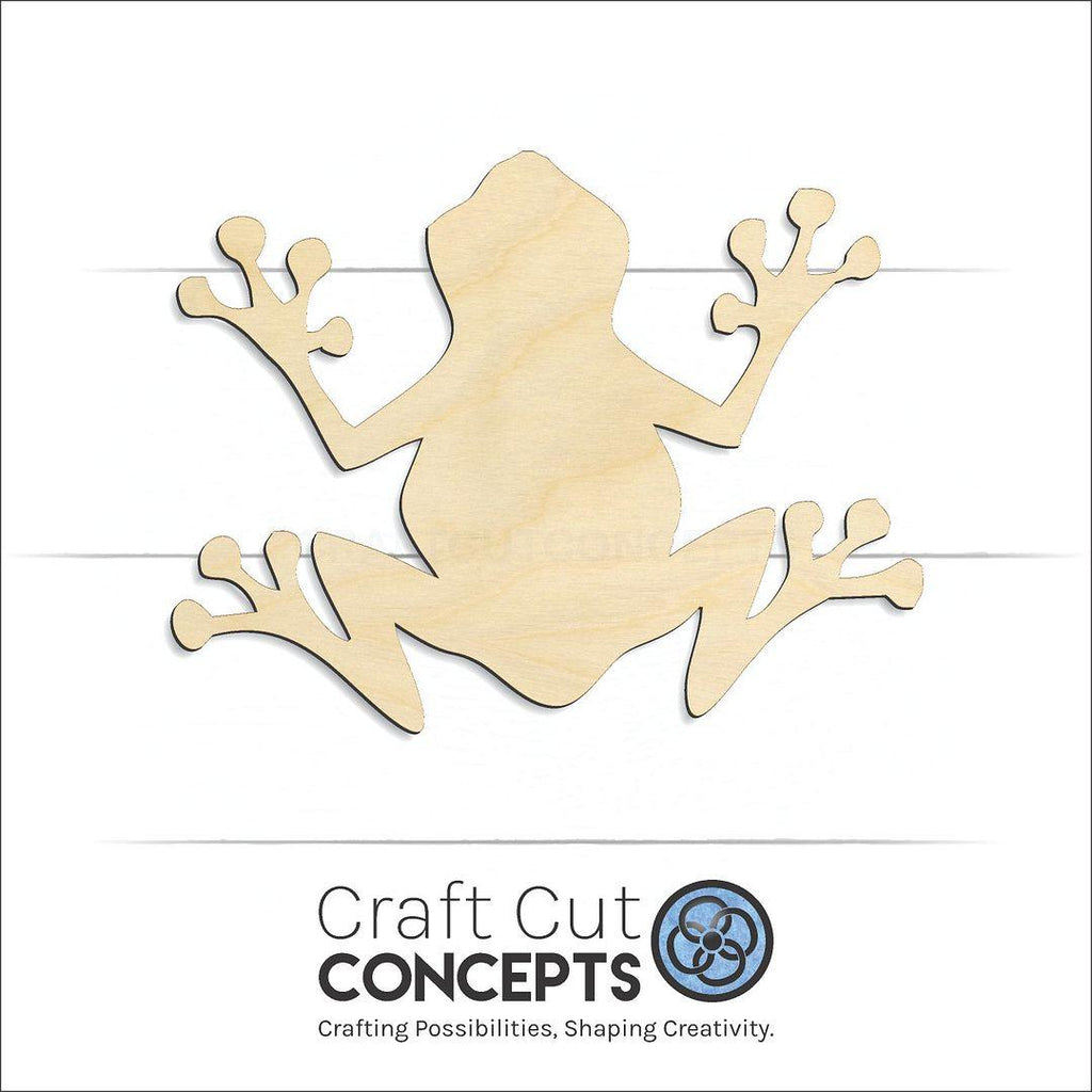 Craft Cut Concepts Logo under a wood Tree Frog craft shape and blank