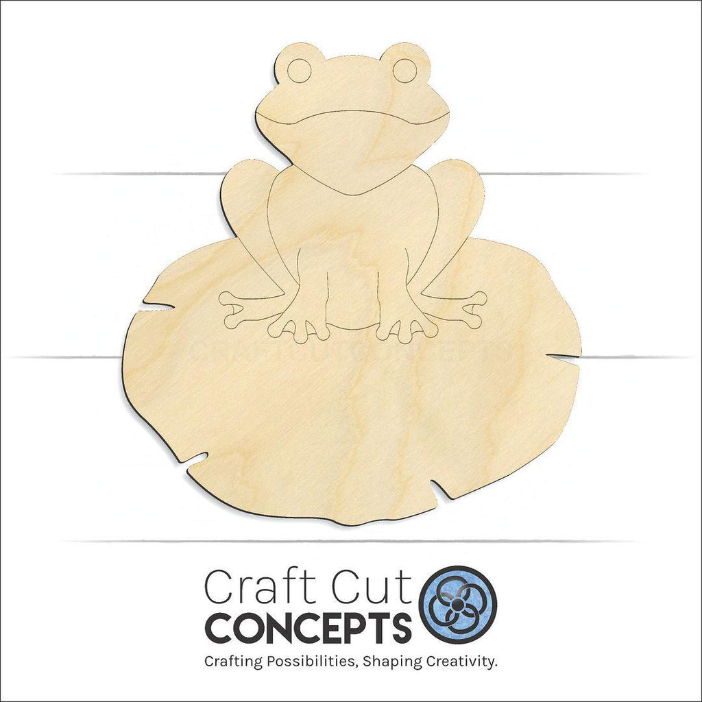 Craft Cut Concepts Logo under a wood Frog on Lilly pad craft shape and blank