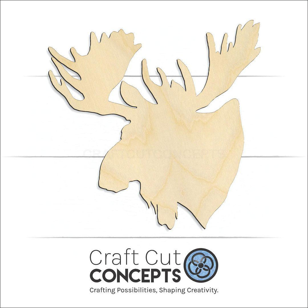 Craft Cut Concepts Logo under a wood Moose Head craft shape and blank