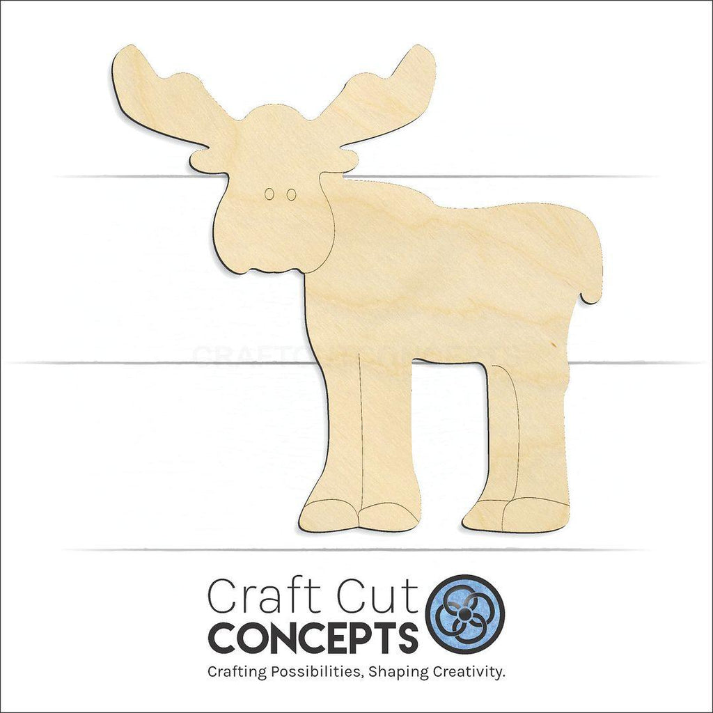 Craft Cut Concepts Logo under a wood Cute Moose craft shape and blank