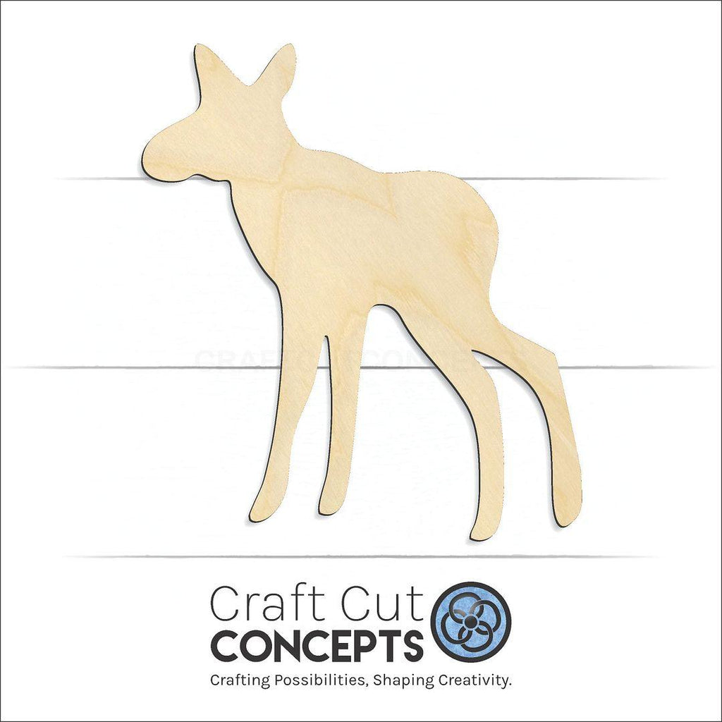 Craft Cut Concepts Logo under a wood Baby Moose craft shape and blank