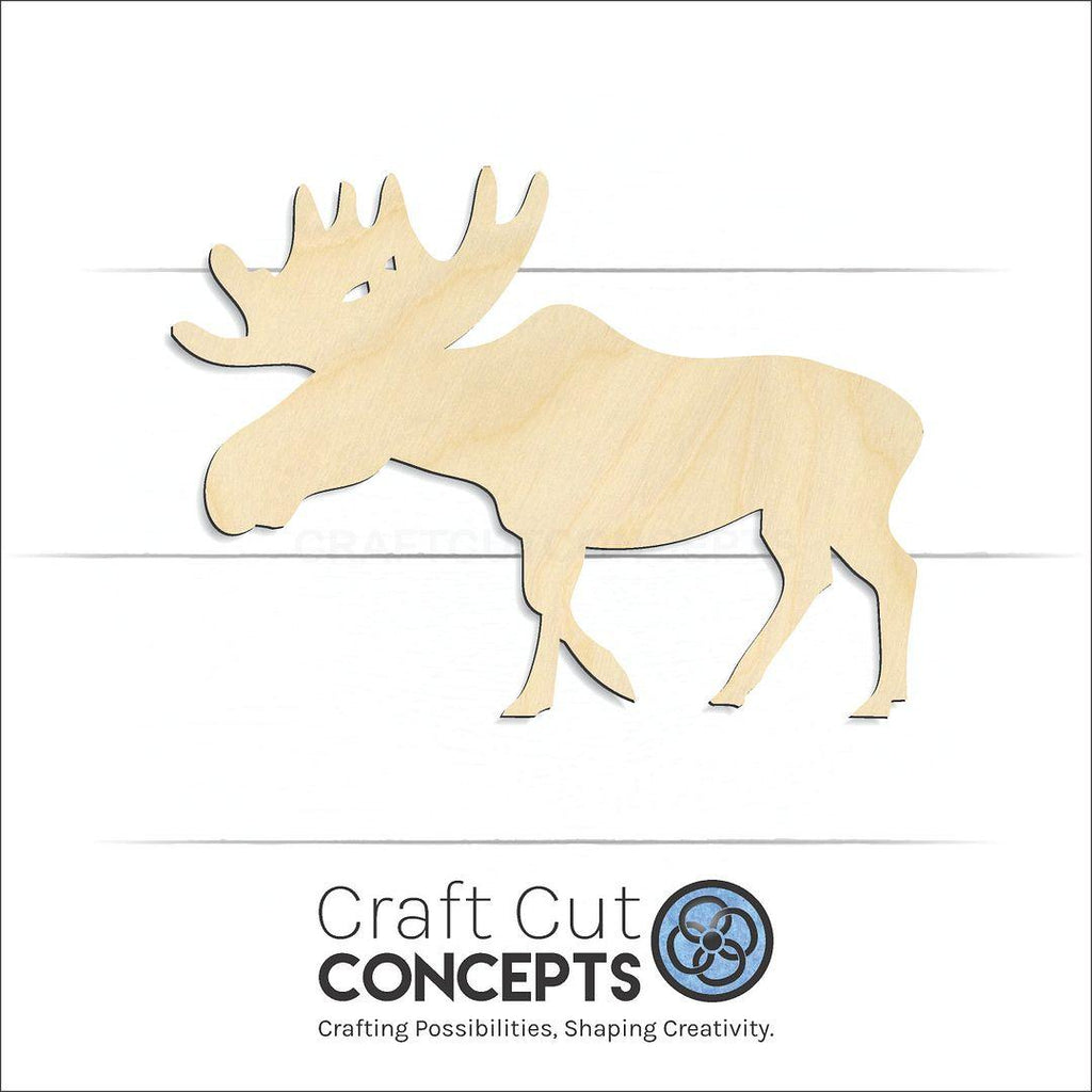 Craft Cut Concepts Logo under a wood Moose craft shape and blank