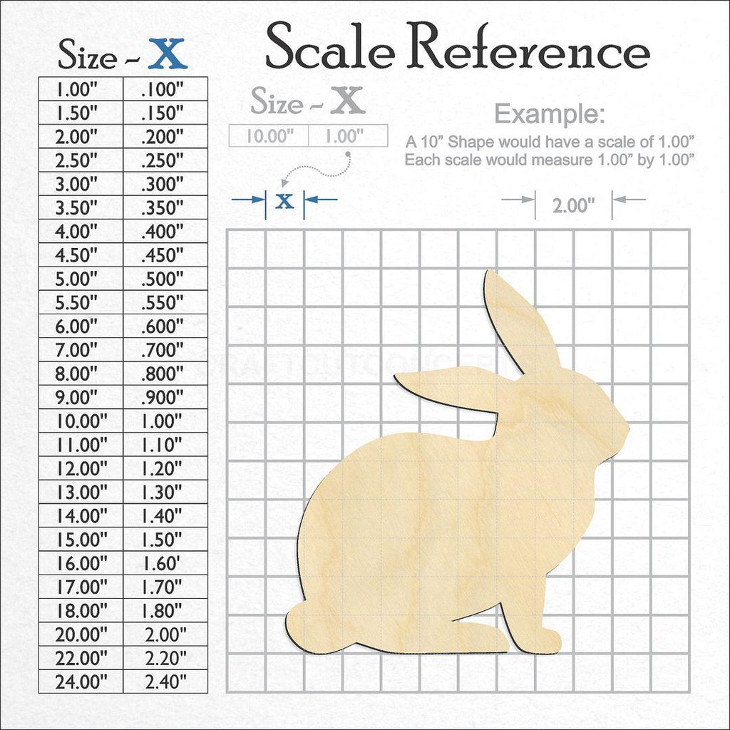 A scale and graph image showing a wood Bunny -2 craft blank