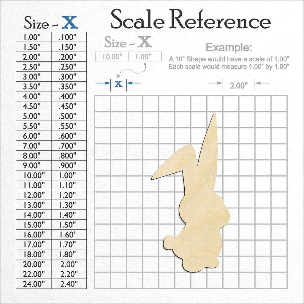 A scale and graph image showing a wood Bunny -4 craft blank