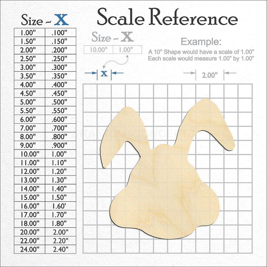 A scale and graph image showing a wood Bunny -7 craft blank